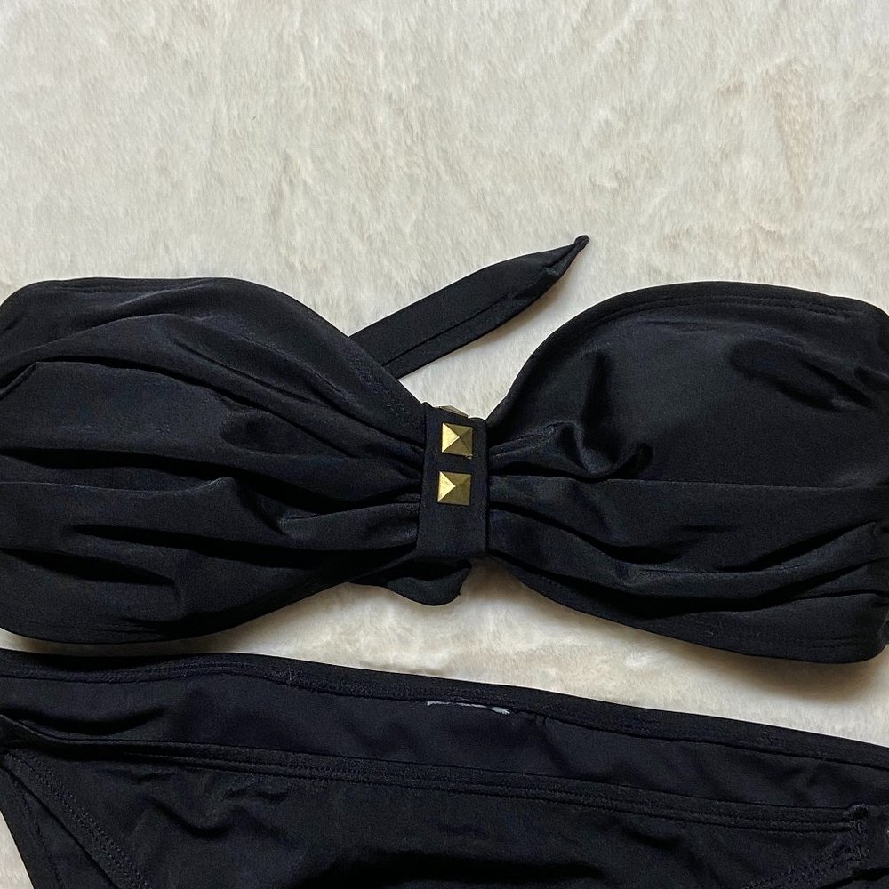 NWOT 🏖 Bandeau Bikini Black w/Bronze Accents - Picture 6 of 14